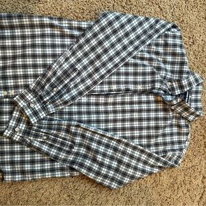 Lands' End Men's Checkered Button-Down Shirt - Black, Gray, White